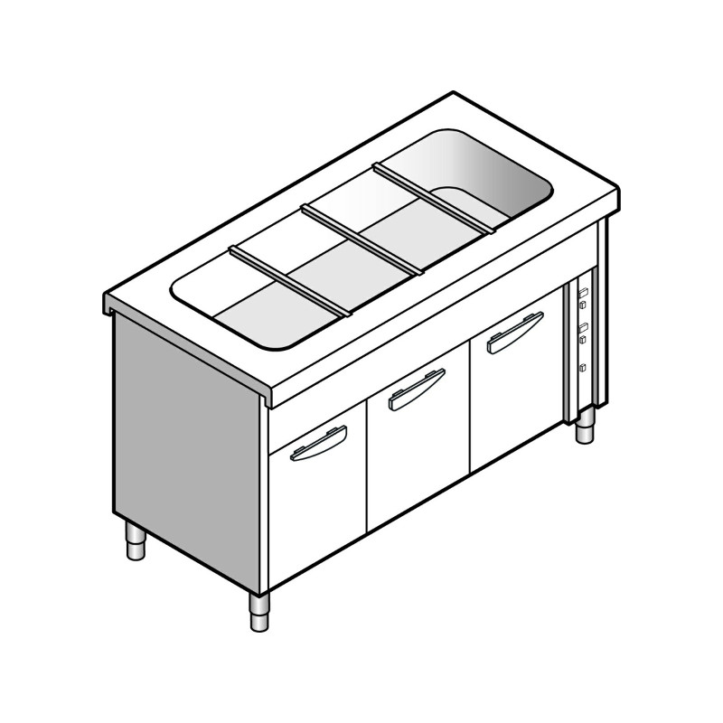 картинка Прилавок-мармит для 1 и 2 блюд EMAINOX 8ECB15 8045019 с подогреваемым шкафом