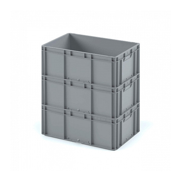картинка Пластиковый ящик Plast 600x400x220 (ЕС-6422) серый с усиленным дном
