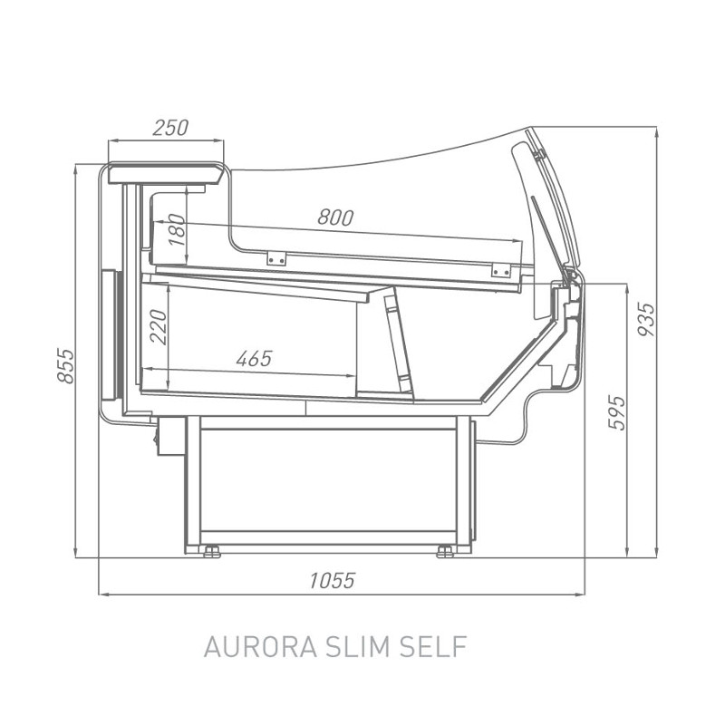 Витрина холодильная Brandford AURORA Slim PLUG-IN 375 вентилируемая SELF