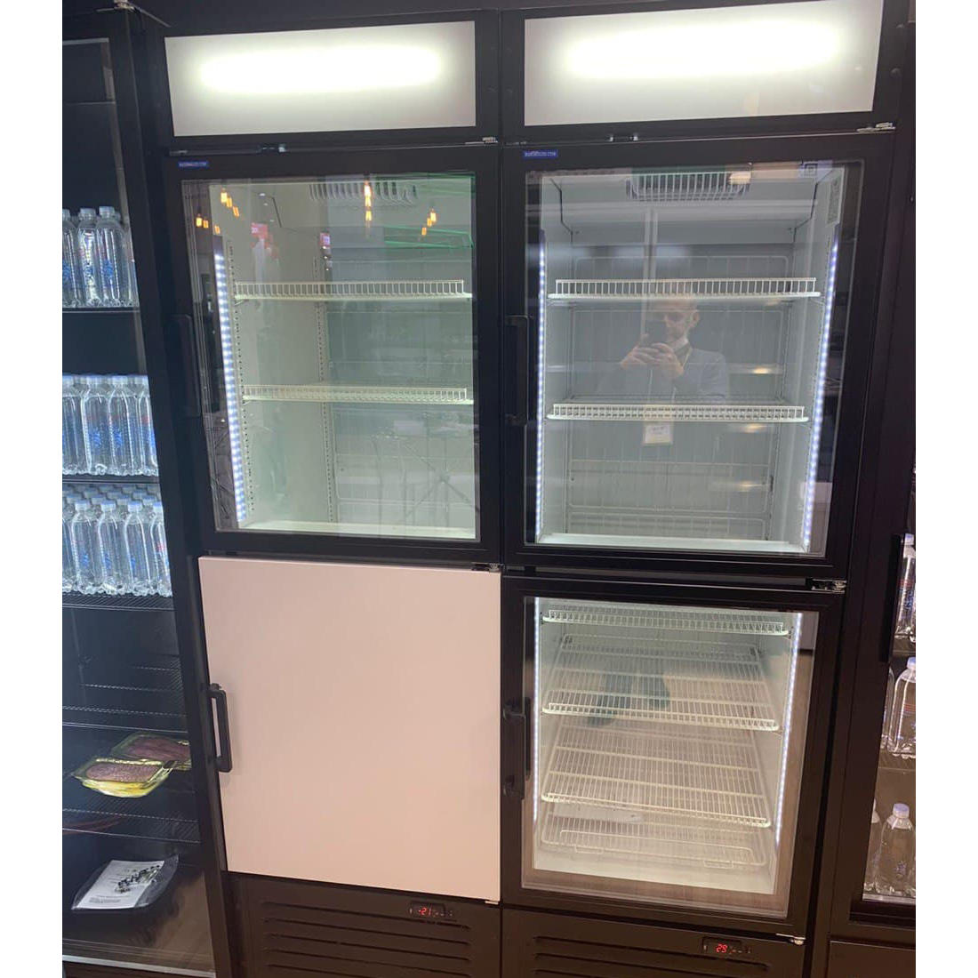 Шкаф морозильный МХМ Капри 0,5Н(СК) дверь стеклянная сверху, металл снизу