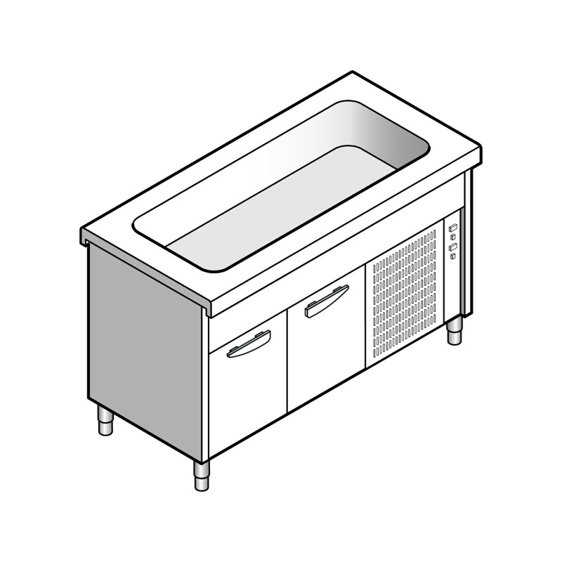 Прилавок EMAINOX 8EVVR 15 8045042 с охлаждаемой ванной на холодильном шкафу 