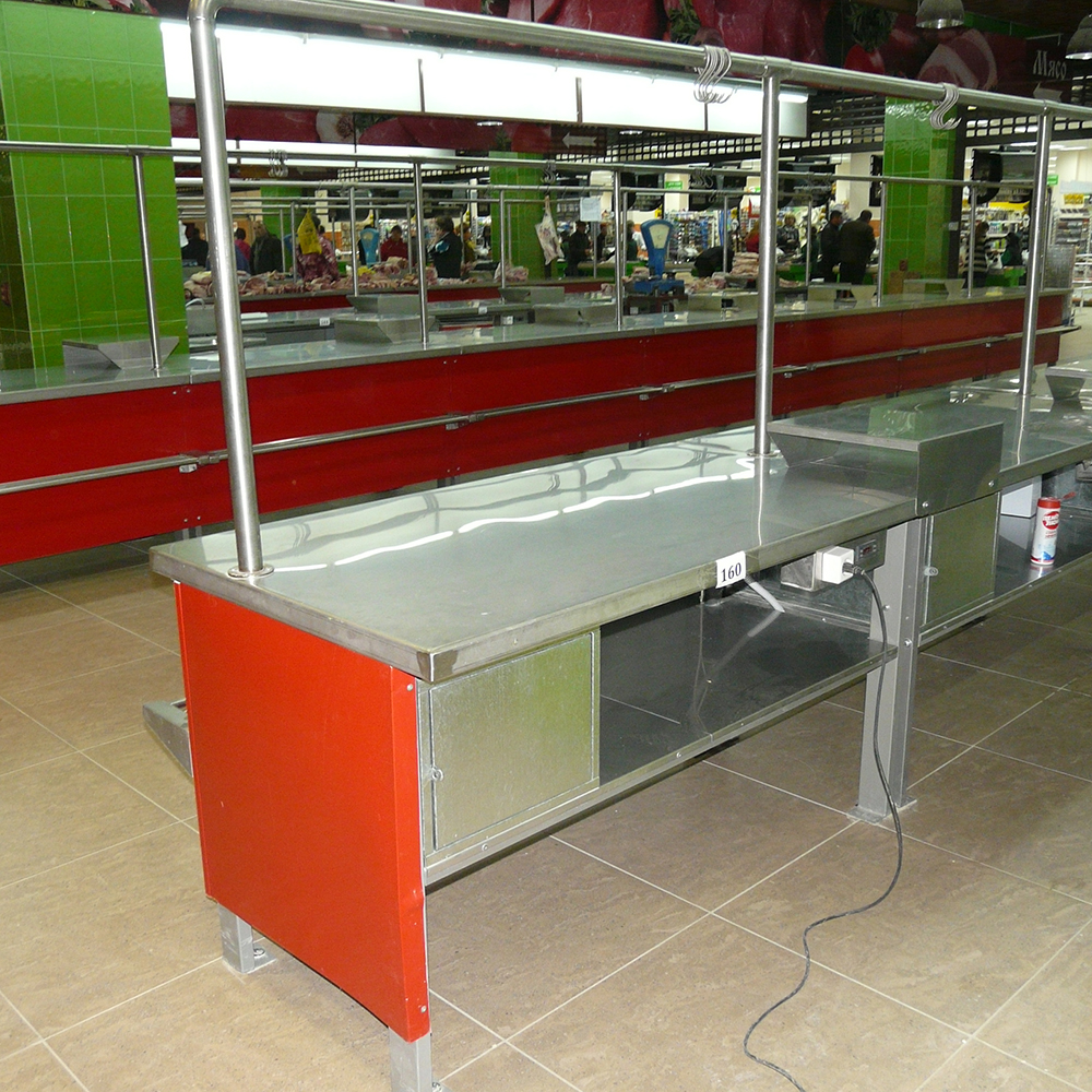 картинка Прилавок холодильный МХМ ПХС-1,0/0,85 (мясной, встроенное холод-е, с креплением для перекладины)