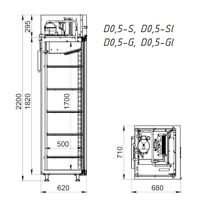 Шкаф холодильный ARKTO D 0.5-S без канапе