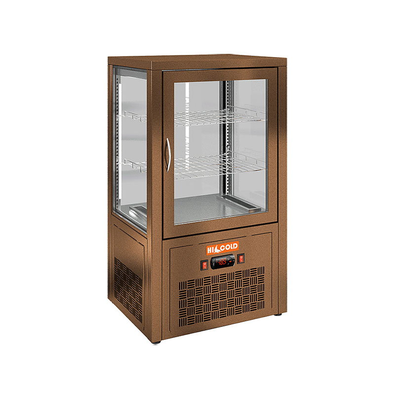 картинка Настольная вертикальная холодильная витрина HICOLD VRC 70 Bronze / Beige / Brown / Black
