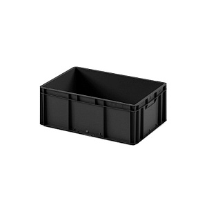 картинка Пластиковый ящик Plast 600x400x220 (ЕС-6422) черный с гладким дном