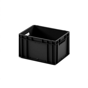 картинка Пластиковый ящик Plast 400x300x220 (ЕС-4322) черный с гладким дном