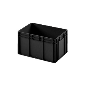 картинка Пластиковый ящик Plast 600x400x320 (ЕС-6432) черный с усиленным дном