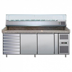 картинка Холодильный cтол для пиццы Hurakan HKN-PZG3-116-VRX2000/380 2 двери 6 ящиков